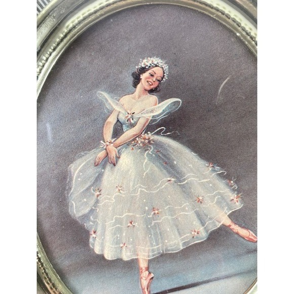 Vintage Carina Ballerina Framed Art Prints Set of 2 Silver Gold Tone Mid Century - Picture 3 of 10